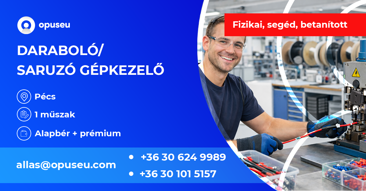 Daraboló/saruzó gépkezelő